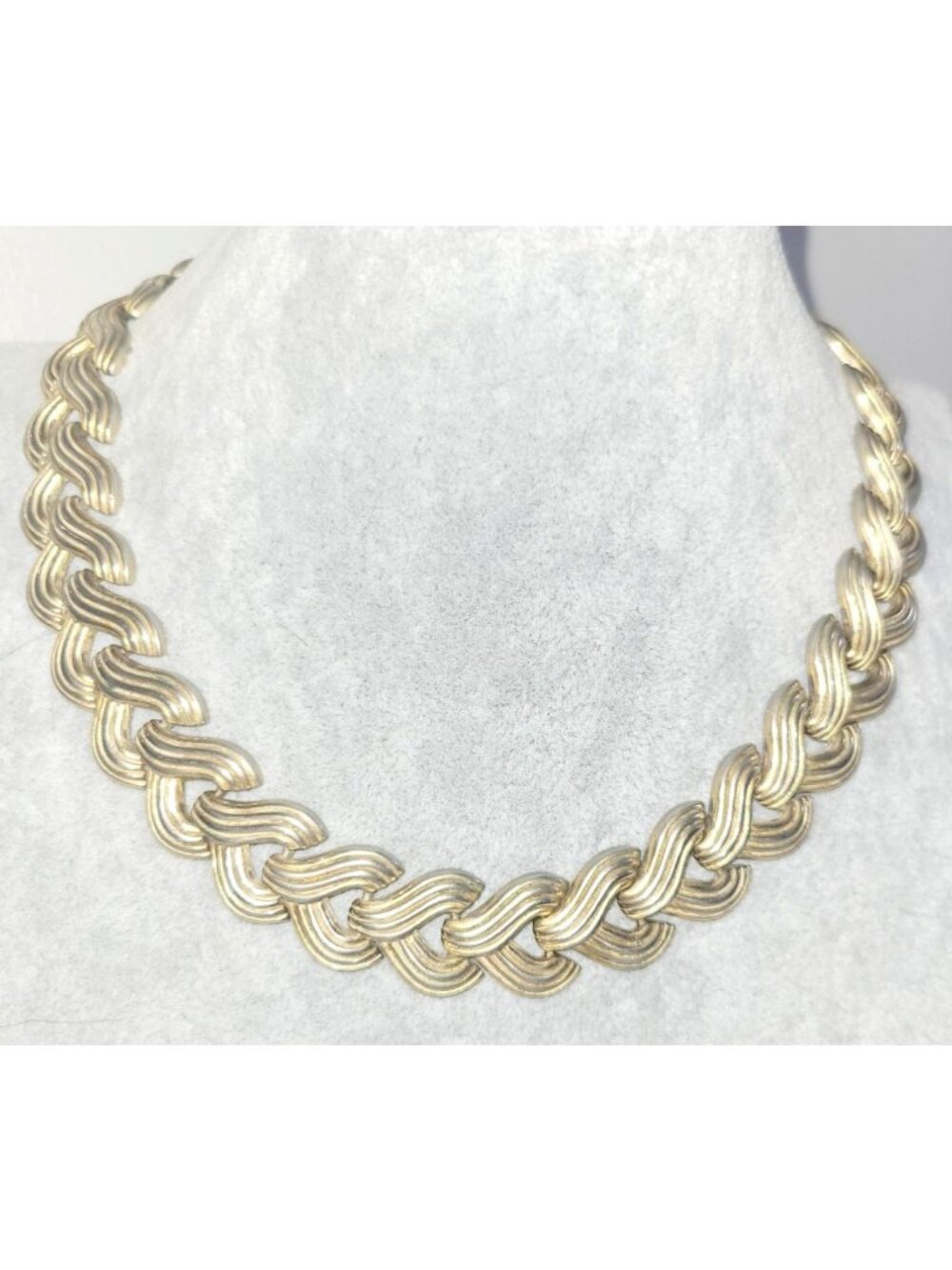 Vintage Crown Trifari Braid Necklace Golden Tone Retro 1940s Jewelry